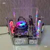 Caja de computadora ITX de marco abierto MATX con fuente de alimentación montada en la parte inferior, vidrio acrílico transparente, DIY, escritorio simple