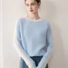 Impresionante Tu Belleza ~ Cachemira Pura de Lujo ~ Color Lingote a Juego Cuello Redondo Suéter de Cachemira Pura para Mujer Otoño e Invierno Nuevo Suéter