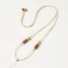 Colar cordão unissex de contas de jade fino e ajustável, feito à mão, com pingente de jadeíta e ágata, cordão para pendurar na clavícula