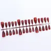 Unhas Vestíveis de Vidro Vermelho Olho de Gato Vintage, Manicure Finalizada Estilo Senhora Madura, Peças de Unha Destacáveis e Específicas para o Tamanho