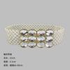 Cinto Elástico de Pérola Doce Elegante Moda Decoração Elástica Saia Versátil Cobertura de Cintura Larga de Diamante para Mulheres Europeias e Americanas