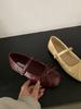 Zapatos Mary Jane con Lazo Francés Zapatos de Ballet Zapatos Planos Primavera Vintage Suaves de Boca Baja Zapatos Individuales Zapatos de Mujer Suela Blanda