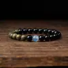 Pulseira de Obsidiana e Sândalo Verde Natural com Água e Madeira Elementos Cristalinos para Homens e Mulheres, Presente
