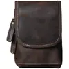 Mini Bolso Cruzado de Hombro de Cuero Crazy Horse Retro para Hombre, Bolso de Pecho, Piel de Vaca de Capa Original, Bolso para Teléfono Móvil, Bolso de Cintura, Transfronterizo