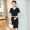 Primavera e verão Moda coreana temperamento falso vestido de duas peças roupa profissional feminina vestido decote V roupas de trabalho para salão de beleza