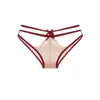Ropa Interior Sexy de Encaje para Mujer Tentación Caliente Encaje Hueco con Cordones Cintura Baja Lazo Levanta Glúteos Calzones de Algodón Puro para Mujer