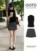 Traje de Falda Gris para Mujer, Falda Corta de Línea A Ajustada a la Cadera, Estilo Veraniego para Mujeres Maduras y Elegantes, Conjunto de Estilo Coreano