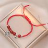 Pulsera de Cuerda Roja Estilo Japonés-Coreano para Mujer Tejida a Mano Campana Tejida a Mano Moda Simple Cuerda de Mano Pulsera de Ágata Natural
