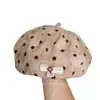Boina de lunares estilo retro de Hong Kong para mujer, sombrero versátil de moda otoñal para artista con encanto artístico, sombrero de calabaza