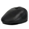 Boné Forward com Forro de Lã à Prova de Frio para Outono e Inverno para Meia-Idade e Idosos Proteção de Orelha Quente de PU para Exterior Boné de Pato para Homens, Velho e Avô Chapéu