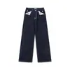 Calça Jeans Reta Floral Retro Americana para Homens e Mulheres Outono 2026 High Street Solta Casual Jeans Cru Comprimento Total