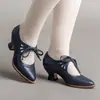 Plataforma Independiente de Amazon Comercio Exterior Transfronterizo Primavera 2025 Estilo Nuevo Europeo y Americano Huecos de Tacón Alto con Cordones Talla Grande Zapatos Casuales para Mujer