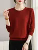 Novedad de Otoño 2026: Suéter de Punto Redondo para Madre, Suéter de Manga Larga de Color Sólido, Blusa de Talla Grande para Mujeres de Mediana Edad y Mayores