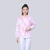Ropa para lavar a mano con estampado floral, cuello en V, manga corta, conjunto dividido, ropa de verano para mujer Yuesao, salón de belleza, ropa de enfermera, manga larga, talla grande