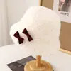 Chapéu de Pescador Feminino Outono e Inverno Novo Estilo Desenho Animado Ragdoll Moda Rosto Exposto Pequeno Chapéu de Bacia Recheado Chapéu Quente à Prova de Frio