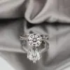 En stock en Fanzhou: Anillo de Mujer Copo de Nieve del Sur de Moissanita 1 Quilate Plata S925 Chapado en Oro, Directo de Fábrica