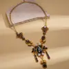 Corrente para Suéter com Pingente de Concha de Pérola Artificial Incrustada com Strass de Resina Europeu e Americano, Colar de Nicho Exquisito de Alta Qualidade Estilo Corte Vintage