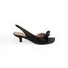 En stock nuevo modelo 2026 con tacón de 5.5 cm ~ Sandalias de punta cuadrada angulada estilo francés con lazo tridimensional y parte trasera abierta para mujer para usar en exteriores