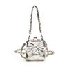 Bolso de Hombro de Princesa de Estilo Extranjero a la Moda con Cuadros de Diamantes de Color Sólido y Lazo, Bolso Cruzado para Niños, Nuevo Bolso Sandwich para Niños con Cadena