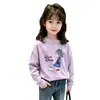 Blusa Estilosa de Gola Redonda para Meninas na Primavera e Outono para Crianças Médias e Grandes Camiseta Versátil da Moda Camada Base para Meninas Algodão Puro Respirável Manga Longa
