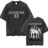 Camiseta Lavada Retro 33 Expacim 33 de Juego Claire Obscur para Hombres y Mujeres Casual Algodón Oversize de Alta Calidad