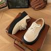 Zapatos pequeños de cuero para mujer estilo británico nuevos primavera y verano estudiantes cabeza grande retro cordones negros suela gruesa zapatos Mary Jane versátiles
