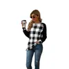 Foto Real de Suéter de Punto a Cuadros de Manga Larga Europeo y Americano de Ebay Amazon Wish, Sudadera Versátil de Cuello Redondo, Tallas Grandes de Peluche en Stock
