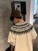 Camiseta de Manga Corta Tejida con Correa Estilo Étnico Retro Americano High Street Verano Ropa de Pareja para Hombre Top Holgado de Media Manga