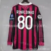 Atacado Camisa Retrô Manga Longa Real Madrid Nº 7 Ronaldo Barcelona Messi Ac Milan Kaka Uniforme de Futebol Brasil