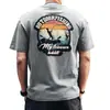 Nova Camiseta Masculina Retro Americana de Manga Curta Tendência de Outono Marca Loose Estampada de Meia Manga Camiseta Básica Masculina