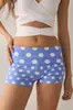 Pantalones Cortos Casuales Retro Franceses de Bloques de Color Lunares Cintura con Dobladillo Caliente Sexy Elásticos Ajustados Bodycon Casuales Ropa para Mujer