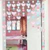 Decoración colgante linda estilo coreano de corazón de melocotón rosa sin perforaciones para puerta de habitación de niña, cortina de puerta pequeña, cortina colgante divisoria, cortina de hilo