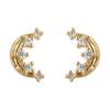 Pendientes de luna pequeña con circonitas para dormir sin preocupaciones, pendientes de circonitas simples, pequeños y versátiles, pendientes de moda coreana al por mayor