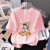 Camiseta Moda Princesa Desenho Animado Estilo Coreano Doce de Manga Curta para Meninas e Crianças Pequenas