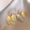 Pendientes Largos de Borla de Metal Retro Franceses Moda Lujo Ligero Personalidad Incrustados con Circonita Aguja de Plata Pendientes Colgantes