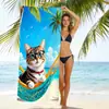 Taza de Vino de Dibujos Animados Transfronteriza, Toalla de Playa de Animales para la Costa, Toalla de Playa de Microfibra con Transferencia Térmica Digital, Toalla de Baño de Secado Rápido