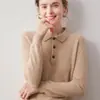 Nova coleção outono e inverno: Suéter de malha gola alta 100% cashmere puro, modelagem solta, camada base versátil, estilo pullover