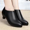 Zapatos de mujer informales de tacón medio grueso con punta profunda, cómodos, transpirables, elegantes, combinables, de color sólido, con superficie suave y suela suave, nuevos estilos de primavera y otoño.