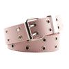 Cinturón de PU de doble hilera con ojales de aire para mujer, estilo punk, estilo coreano, cadena de moda, cinturón ancho decorativo para mujer