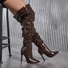 Botas Longas Femininas, Novos Modelos de Atacado Transfronteiriços, Bico Fino Couro Patente Comércio Exterior Botas Femininas de Salto Alto de Cano Alto, Tamanho Grande Botas Longas Acima do Joelho