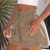 2024 Moda Transfronteiriça Europeia e Americana All-match Casual Shorts Textura Textura Bolso Duplo Elastômero Cintura Cordão Calças