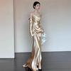 Vestido de Noche Cola de Pescado Francés Aliexpress Gama Alta Lujo Ligero Amazon Un Hombro Banquete de Compromiso Vestido de Brindis para Novia