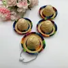 Sombrero de mascota de cumpleaños festivo de carnaval mini sombrero de paja mexicano sombrero de juguete pequeño cubierto de paja paja tejida a mano