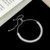 Pulsera de Hilo con Explosiones Transfronterizas Zircón Brillante Chapado en Cobre Color Oro Real Zircón Sentido Avanzado Lujo Ligero Pulsera Ajustable