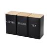 En Stock Lata de Hojalata con Tapa de Bambú Caja de Metal Minimalista Estilo Ins Europeo y Americano Paquete Combinado Set de Café Té Dulces Lata Vintage para Té