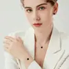 Pendientes Jingxu de Plata de Ley 925 con Forma de Corazón, Incrustados con Ágata Negra, Pendientes y Collar, Lujo Accesible Ins, Set de Gama Alta