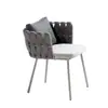 Silla de ratán para exteriores estilo nórdico, patio de villa al aire libre, jardín, balcón, terraza, mesa de comedor, mesa de ratán con tablero de roca, combinación de mesa y silla