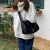 Bolsa Simples de Cor Pura Estilo Coreano 2026 para Estudantes, Bolsa de Ombro Transversal Casual de Grande Capacidade, Bolsa Tote de Couro Macio para Roupas de Trabalho