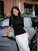 Suéter casual de lana para principios de otoño 2026, suéter nuevo y elegante de manga media para mujer Puyuan, hilo Yangzi, lavable a máquina, directo del fabricante