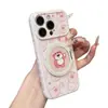 Funda para teléfono Winnie the Pooh Oso de Fresa Shin-chan con soporte giratorio para Apple 17 Pro Max, Huawei, Xiaomi 17, ventana grande para pantalla